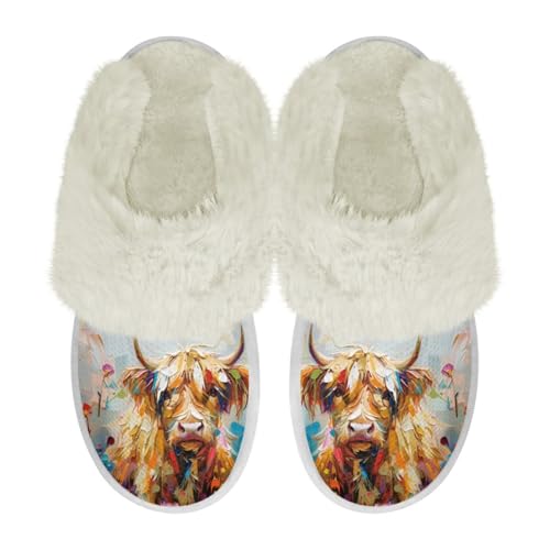 COEQINE Hausschuhe aus Memory-Schaum, breite Passform, Kawaii-Schweinchen, rosa bedruckt, rutschfeste Schlafzimmerschuhe, Hochlandkuh mit Öldruck, 12/12.5 UK Narrow COEQINE Hausschuhe aus Memory-Schaum, breite Passform, Kawaii-Schweinchen, rosa bedruckt, rutschfeste Schlafzimmerschuhe, Hochlandkuh mit Öldruck, 12/12.5 UK Narrow von COEQINE
