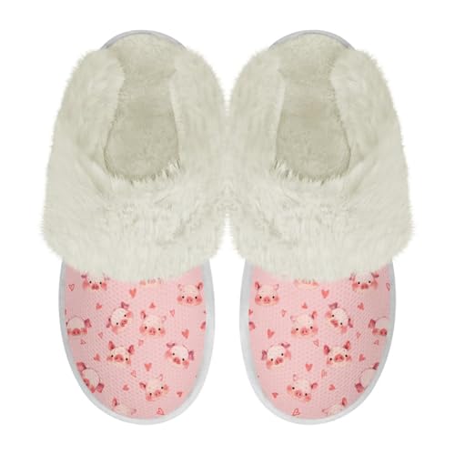 COEQINE Hausschuhe aus Memory-Schaum, breite Passform, Kawaii-Schweinchen, rosa bedruckt, rutschfeste Schlafzimmerschuhe, Kawaii Pig Pink, 44/46 EU von COEQINE