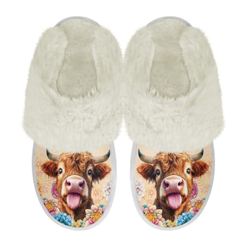 COEQINE Hausschuhe aus Memory-Schaum, breite Passform, Kawaii-Schweinchen, rosa bedruckt, rutschfeste Schlafzimmerschuhe, Lustiges Kuh-Blumenmuster, 44/46 EU COEQINE Hausschuhe aus Memory-Schaum, breite Passform, Kawaii-Schweinchen, rosa bedruckt, rutschfeste Schlafzimmerschuhe, Lustiges Kuh-Blumenmuster, 44/46 EU von COEQINE
