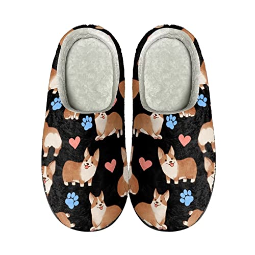 COEQINE Hausschuhe mit Fußgewölbeunterstützung Herren Frauen Mädchen Mode Home Hausschuhe Schlafzimmer Hausschuhe Anti-Rutsch-Sohle Baumwollschuhe, Corgi, 45 EU von COEQINE