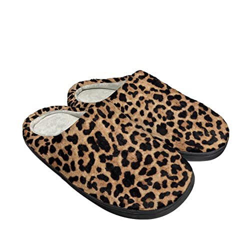 COEQINE Hausschuhe mit Fußgewölbeunterstützung Herren Frauen Mädchen Mode Home Hausschuhe Schlafzimmer Hausschuhe Anti-Rutsch-Sohle Baumwollschuhe, leopard, 42.5 EU von COEQINE
