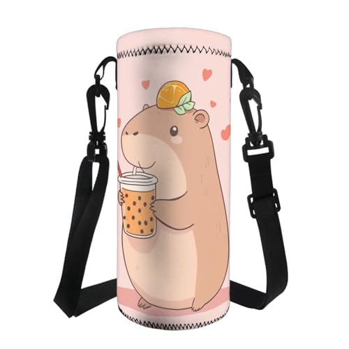 COEQINE Kawaii Axolotl Wasserflaschenträger aus isoliertem Neopren mit Aufdruck, verstellbarer Schultergurt für Männer, Frauen, Kinder, Schule, Wandern, Schultertasche von COEQINE