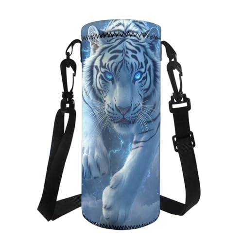 COEQINE Kawaii Capybara Wasserflaschen-Tragetasche, isoliertes Neopren mit rosa Cartoon-Muster, verstellbarer Schultergurt für Männer, Frauen, Kinder, Wandern, Schultertasche von COEQINE