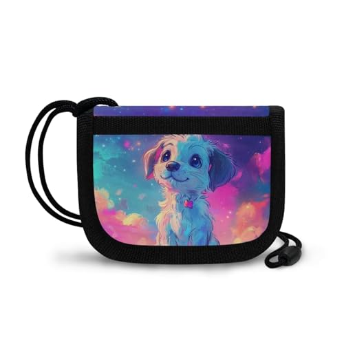 COEQINE Kinder-Geldbörse für Mädchen 4–5, niedliche Tier-Geldbörse mit Umhängeband, Münzbörse mit Reißverschluss, Münzgeldbörse, kleine Kleingeldtasche, Niedliche Malteser-Hunde-Galaxie von COEQINE