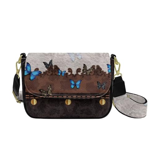 COEQINE Kleine Umhängetasche für Damen, Leder, Schultertasche mit Riemen und Riemen, Festival-Geschenke, Brauner Schmetterling COEQINE Kleine Umhängetasche für Damen, Leder, Schultertasche mit Riemen und Riemen, Festival-Geschenke, Brauner Schmetterling von COEQINE