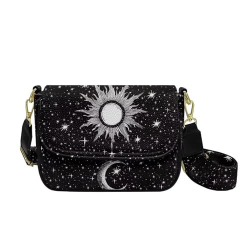 COEQINE Kleine Umhängetasche für Damen, Leder, Schultertasche mit Riemen und Riemen, Festival-Geschenke, Moon Stars Goth COEQINE Kleine Umhängetasche für Damen, Leder, Schultertasche mit Riemen und Riemen, Festival-Geschenke, Moon Stars Goth von COEQINE