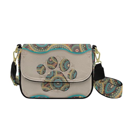 COEQINE Kleine Umhängetasche für Damen, Leder, Schultertasche mit Riemen und Riemen, Festival-Geschenke, Pfotenabdruck COEQINE Kleine Umhängetasche für Damen, Leder, Schultertasche mit Riemen und Riemen, Festival-Geschenke, Pfotenabdruck von COEQINE