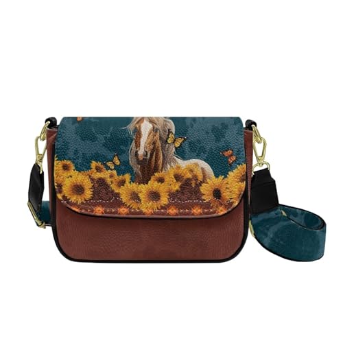 COEQINE Kleine Umhängetasche für Damen, Leder, Schultertasche mit Riemen und Riemen, Festival-Geschenke, Sonnenblume COEQINE Kleine Umhängetasche für Damen, Leder, Schultertasche mit Riemen und Riemen, Festival-Geschenke, Sonnenblume von COEQINE