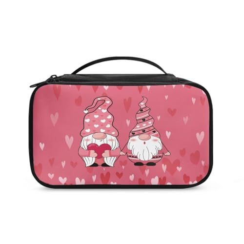 COEQINE Kosmetik-Set für Damen, Reisegröße, mit doppellagigem Make-up-Pinsel-Set, Rosa, Rosa Herz Zwerg niedlich, Kulturbeutel von COEQINE