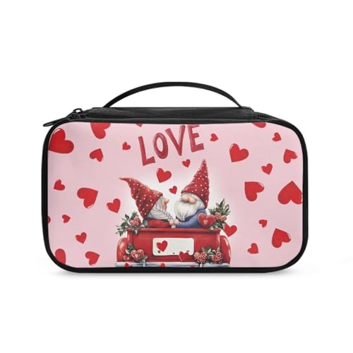 COEQINE Kosmetik-Set für Damen, Reisegröße, mit doppellagigem Make-up-Pinsel-Set, Rosa, Valentins-Zwerg Lovely, Kulturbeutel von COEQINE