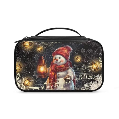 COEQINE Kosmetiktasche mit Weihnachtsmotiv, Schmuck für Damen, niedliche Make-up-Tasche, groß, ästhetischer Kulturbeutel, Blaues Eulentier, Kulturbeutel von COEQINE