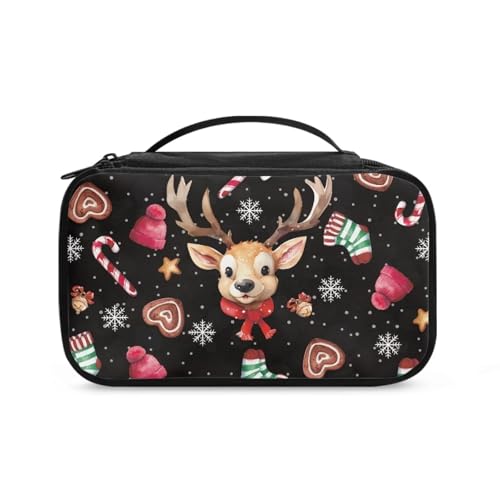 COEQINE Kosmetiktasche mit Weihnachtsmotiv, Schmuck für Damen, niedliche Make-up-Tasche, groß, ästhetischer Kulturbeutel, Elfe Christmas Candy, Kulturbeutel von COEQINE
