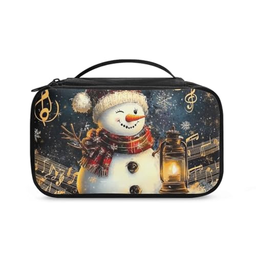 COEQINE Kosmetiktasche mit Weihnachtsmotiv, Schmuck für Damen, niedliche Make-up-Tasche, groß, ästhetischer Kulturbeutel, Schneemann-Lichter, Kulturbeutel von COEQINE