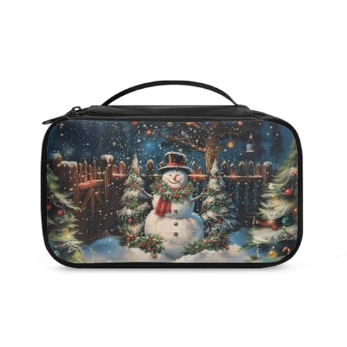 COEQINE Kosmetiktasche mit Weihnachtsmotiv, Schmuck für Damen, niedliche Make-up-Tasche, groß, ästhetischer Kulturbeutel, Schneemann-Weihnachtsbäume, Kulturbeutel von COEQINE