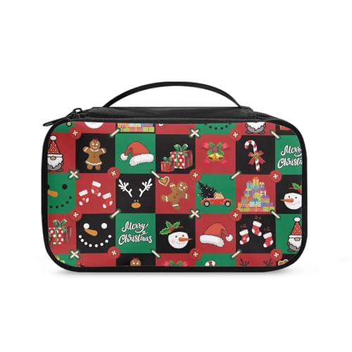 COEQINE Kosmetiktasche mit Weihnachtsmotiv, Schmuck für Damen, niedliche Make-up-Tasche, groß, ästhetischer Kulturbeutel, Weihnachtsbäume und Katzen, Kulturbeutel von COEQINE