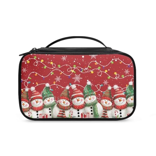 COEQINE Kosmetiktasche mit Weihnachtsmotiv, Schmuck für Damen, niedliche Make-up-Tasche, groß, ästhetischer Kulturbeutel, Weihnachtsbeleuchtung, Schneemann, Kulturbeutel von COEQINE