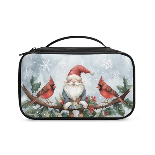 COEQINE Kosmetiktasche mit Weihnachtsmotiv, Schmuck für Damen, niedliche Make-up-Tasche, groß, ästhetischer Kulturbeutel, Weihnachtswichtel und Kardinal, Kulturbeutel von COEQINE