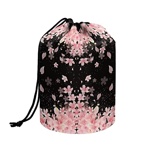 COEQINE Make-up-Taschen mit Kordelzug, große Kapazität, Kosmetiktasche für Damen, Kulturbeutel, rosa blume von COEQINE