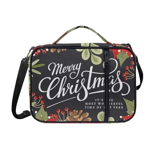 COEQINE Modische Damen-Bibeltasche mit Reißverschlusstasche mit Weihnachtsmuster, Bibelbuchhülle mit verstellbarem Riemen mit Tasche, Reißverschluss für Diebstahlschutz von COEQINE