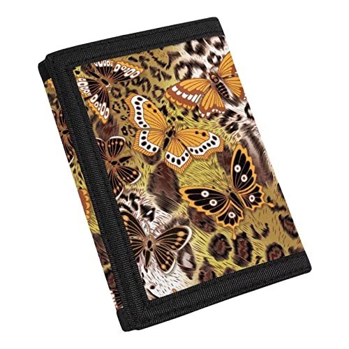 COEQINE Modische Kinder-Geldbörse, leicht, dreifach gefaltet, mit Kartenfach für Kleinkinder, Mädchen, kleine Mädchen, Leopard Gold Schmetterling von COEQINE
