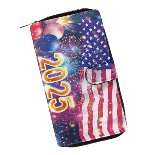 COEQINE Modische Ledergeldbörse für Damen, Geburtstag, Valentinstag, Geschenk für die Frau, Amerikanische Flagge 2025 von COEQINE