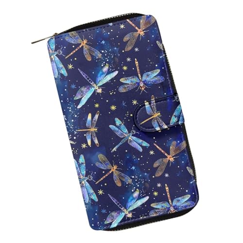 COEQINE Modische Ledergeldbörse für Damen, Geburtstag, Valentinstag, Geschenk für die Frau, Libellenblau Neon von COEQINE