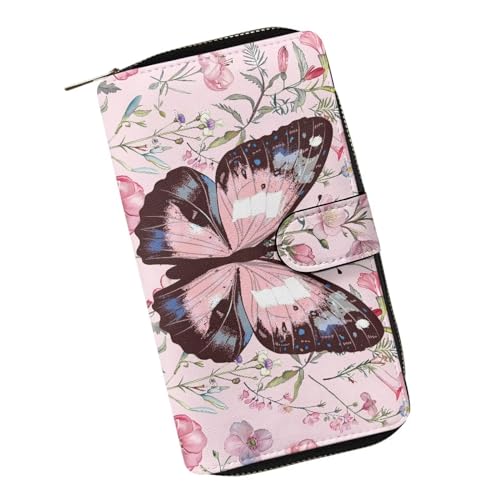 COEQINE Modische Ledergeldbörse für Damen, Geburtstag, Valentinstag, Geschenk für die Frau, rosa Schmetterling (Pink Butterfly) von COEQINE