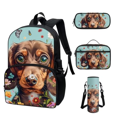 COEQINE Niedliches Mädchen-Rucksack-Set, 4-teilig, Isolierung, Lunchbox, High School, Kinder, Mädchen, Büchertasche mit Lunchbox, Kawaii, Kinder-Büchertasche und Lunchbox-Set für Jungen von COEQINE