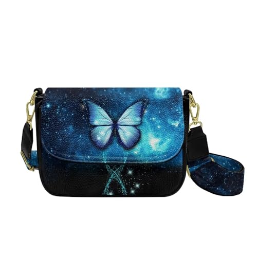 COEQINE Pinke Umhängetasche für Damen, Halloween-Geldbörse für Damen, Goth-Thema, Bauchtasche, Brusttaschen für Reisen, Butterfly Galaxy von COEQINE