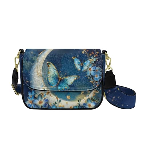 COEQINE Pinke Umhängetasche für Damen, Halloween-Geldbörse für Damen, Goth-Thema, Bauchtasche, Brusttaschen für Reisen, Butterfly Moon COEQINE Pinke Umhängetasche für Damen, Halloween-Geldbörse für Damen, Goth-Thema, Bauchtasche, Brusttaschen für Reisen, Butterfly Moon von COEQINE