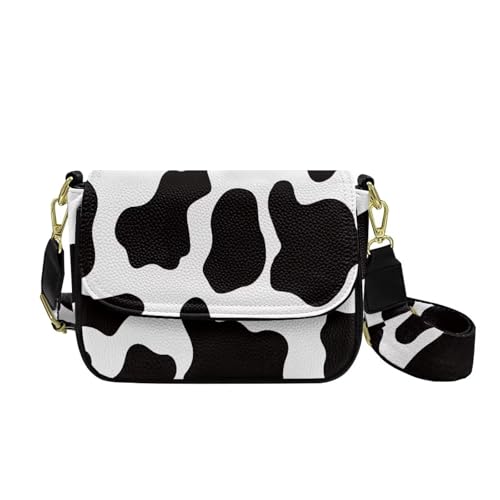 COEQINE Pinke Umhängetasche für Damen, Halloween-Geldbörse für Damen, Goth-Thema, Bauchtasche, Brusttaschen für Reisen, Kuhmuster von COEQINE