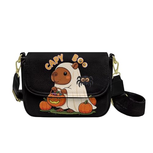 COEQINE Pinke Umhängetasche für Damen, Halloween-Geldbörse für Damen, Goth-Thema, Bauchtasche, Brusttaschen für Reisen, Puppy Ghost Capu Boo von COEQINE