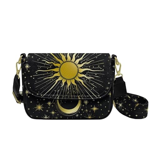 COEQINE Pinke Umhängetasche für Damen, Halloween-Geldbörse für Damen, Goth-Thema, Bauchtasche, Brusttaschen für Reisen, Sonne, Mond, Stern von COEQINE