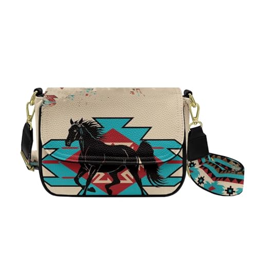 COEQINE Pinke Umhängetasche für Damen, Halloween-Geldbörse für Damen, Goth-Thema, Bauchtasche, Brusttaschen für Reisen, Tribal Pferd von COEQINE