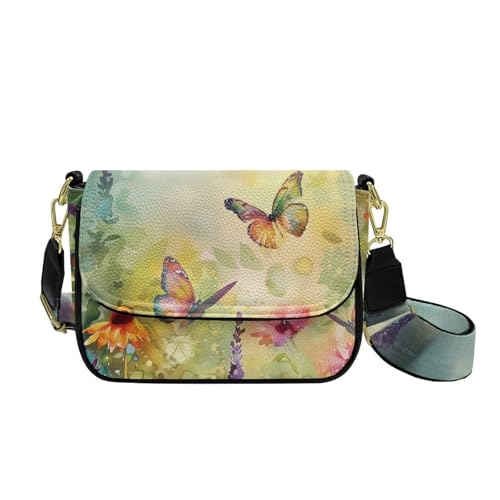 COEQINE Reise-Handytasche für Damen, Leder, Crossbody-Tasche mit Riemen, Handy-Geldbörse für den Alltag, Butterfly Vintage von COEQINE