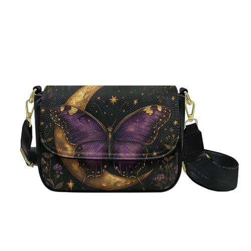 COEQINE Reise-Handytasche für Damen, Leder, Crossbody-Tasche mit Riemen, Handy-Geldbörse für den Alltag, Schmetterlings-Aufdruck von COEQINE