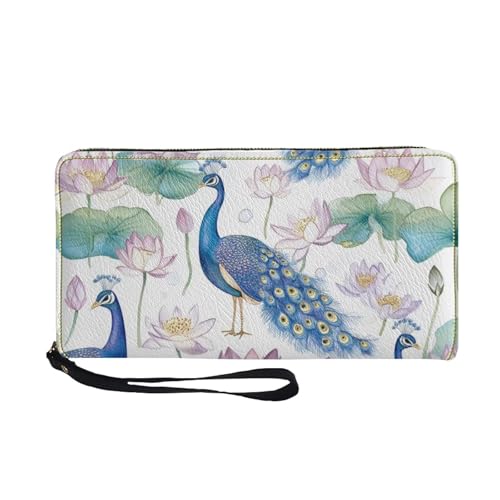 COEQINE Schlanke Geldbörse mit Reißverschluss für Damen, Reise-Ledergeldbörse für Damen, wasserdichte PU-Hülle mit Kartenhalter, Clutch-Armband, Ästhetischer Pfau, Casual COEQINE Schlanke Geldbörse mit Reißverschluss für Damen, Reise-Ledergeldbörse für Damen, wasserdichte PU-Hülle mit Kartenhalter, Clutch-Armband, Ästhetischer Pfau, Casual von COEQINE