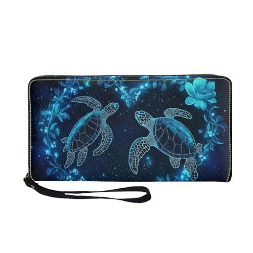 COEQINE Schlanke Geldbörse mit Reißverschluss für Damen, Reise-Ledergeldbörse für Damen, wasserdichte PU-Hülle mit Kartenhalter, Clutch-Armband, Green Turtle Black, Casual COEQINE Schlanke Geldbörse mit Reißverschluss für Damen, Reise-Ledergeldbörse für Damen, wasserdichte PU-Hülle mit Kartenhalter, Clutch-Armband, Green Turtle Black, Casual von COEQINE