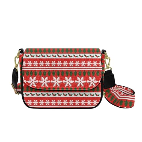COEQINE Schwarze Leder-Geldbörse für Damen, Dobermann, Corgi, Crossbody-Tasche mit Riemen für den täglichen Gebrauch, Reisen, Weihnachtsstreifen von COEQINE