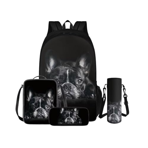 COEQINE Schwarzer 3D-Bulldoggen-Rucksack für Kinder, Schultaschen-Set für Kinder von 3–4 Jahren, Jungen, 43,2 cm, Rucksack für Jungen von 8–12 Jahren, Vorschule, Kindergarten, Büchertasche für Jungen COEQINE Schwarzer 3D-Bulldoggen-Rucksack für Kinder, Schultaschen-Set für Kinder von 3–4 Jahren, Jungen, 43,2 cm, Rucksack für Jungen von 8–12 Jahren, Vorschule, Kindergarten, Büchertasche für Jungen von COEQINE