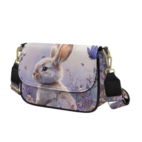 COEQINE Süße Umhängetasche, kleine Umhängetasche für Damen, Mini-Umhängetasche mit verstellbarem Riemen, Lila Schmetterling Gänseblümchen Goth von COEQINE