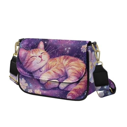 COEQINE Süße Umhängetasche, kleine Umhängetasche für Damen, Mini-Umhängetasche mit verstellbarem Riemen, Lila Totenkopf Rose Floral von COEQINE