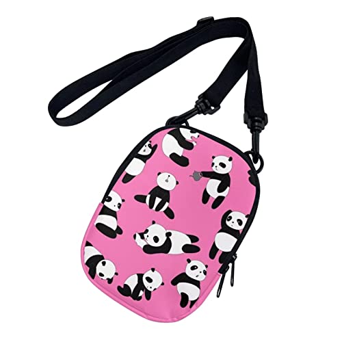 COEQINE Umhängetasche für Damen, kleine Handy-Geldbörsen, Kuriertasche, Mädchen, Reisen, Mini-Handtasche, Umhängetaschen, wasserdicht, Niedlicher Panda, Pink von COEQINE