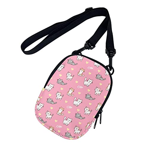 COEQINE Umhängetasche für Damen, kleine Handy-Geldbörsen, Kuriertasche, Mädchen, Reisen, Mini-Handtasche, Umhängetaschen, wasserdicht, Süße Katze, Rosa von COEQINE