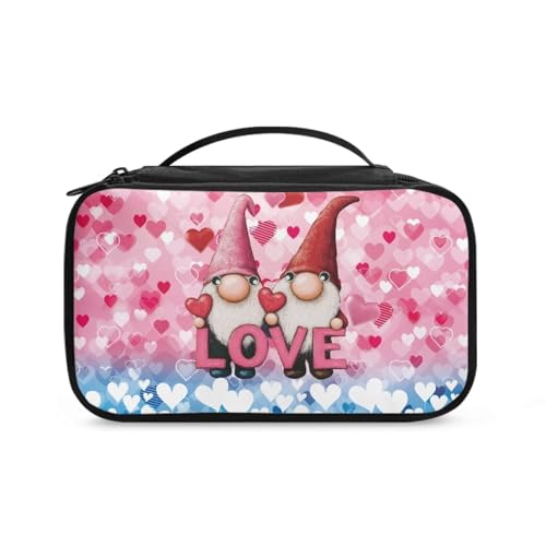 COEQINE Valentine Make-up-Tasche für Damen, Reise-Kosmetiktasche mit Griffen, Liebeszwerg rosa schönes Herz, Kulturbeutel von COEQINE