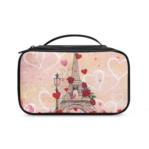 COEQINE Valentine Make-up-Tasche für Damen, Reise-Kosmetiktasche mit Griffen, eifelturm-design, Kulturbeutel von COEQINE