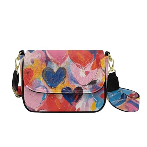 COEQINE Wasserdichte Umhängetasche für Damen, Leder, Schultertaschen für Damen, große Schultertasche mit verstellbarem Riemen, Bunte Herzen COEQINE Wasserdichte Umhängetasche für Damen, Leder, Schultertaschen für Damen, große Schultertasche mit verstellbarem Riemen, Bunte Herzen von COEQINE