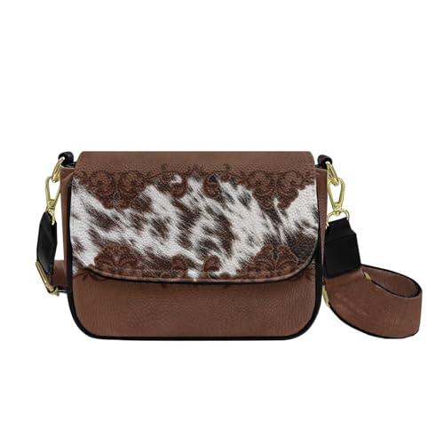 COEQINE Wasserdichte Umhängetasche für Damen, Leder, Schultertaschen für Damen, große Schultertasche mit verstellbarem Riemen, Kuhmuster, Braun COEQINE Wasserdichte Umhängetasche für Damen, Leder, Schultertaschen für Damen, große Schultertasche mit verstellbarem Riemen, Kuhmuster, Braun von COEQINE