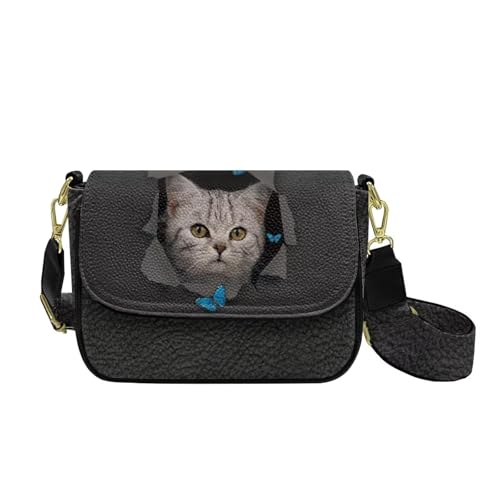 COEQINE Wasserdichte Umhängetasche für Damen, Leder, Schultertaschen für Damen, große Schultertasche mit verstellbarem Riemen, schwarze katze COEQINE Wasserdichte Umhängetasche für Damen, Leder, Schultertaschen für Damen, große Schultertasche mit verstellbarem Riemen, schwarze katze von COEQINE