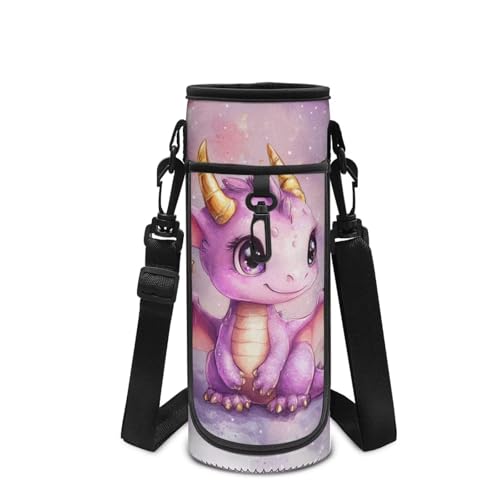 COEQINE Wasserflaschen-Tasche mit Schultergurt, isoliert, 500 ml, für Schule, leicht, für Jungen, Mädchen, mit Handyhülle, Rosa von COEQINE